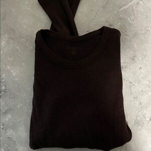 Brandy Melville Chocolate Brown Waffle Long Sleeve Top off